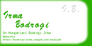 irma bodrogi business card